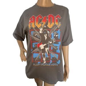 Unbranded AC/DC Graphic Distressed Short Sleeve Rock Band T-Shirt